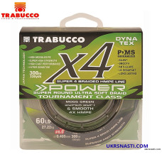 Шнур Trabucco Dyna-Tex 4X Power Moss Green #3,0 диаметр 0,285мм размотка 300м тёмно-зелёный